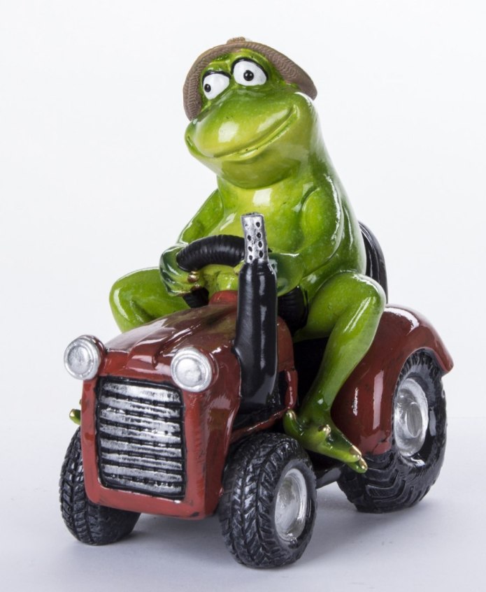 Figurka żaba rolnik na traktorze
